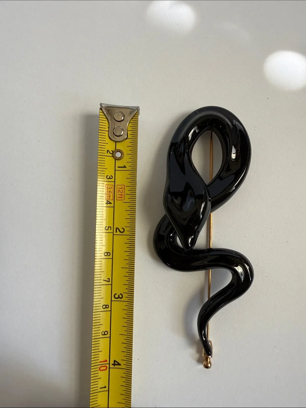 Rare Celine by Phoebe Philo Glossy Black Sculptural Serpent Push Pin